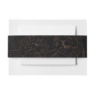 Elegant Rose Gold Floral Wedding  Invitation Belly Band