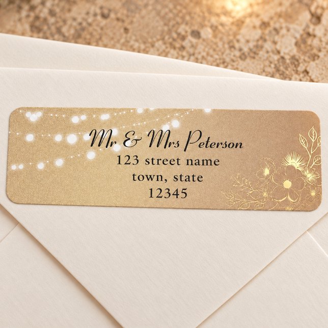 Elegant Rose Gold Floral Wedding Return Address (Creator Uploaded)
