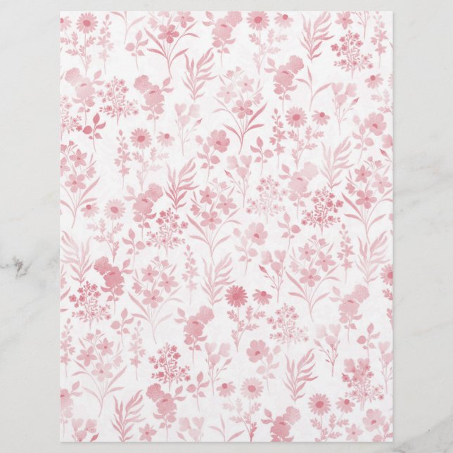 Elegant Rose Gold Flowers White Botanical Custom Letterhead (Front)