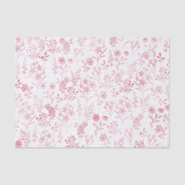 Elegant Rose Gold Flowers White Botanical Tissue Paper (Front)