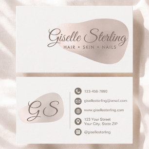 Elegant Rose Gold Foil Abstract Blush Beauty Business Card