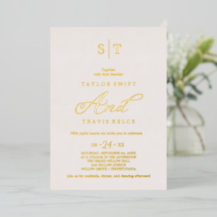 Elegant Rose Gold Foil Blush Monogram Wedding