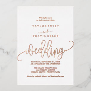 Elegant Rose Gold Foil Calligraphy Wedding