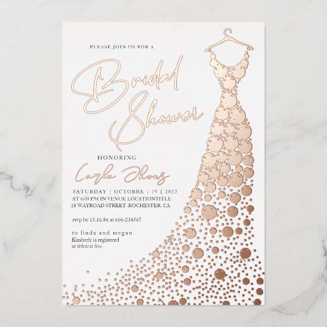 Elegant Rose Gold Foil dress modern Bridal shower (Front)