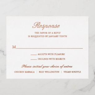 Elegant Rose Gold Foil Formal Wedding RSVP Card