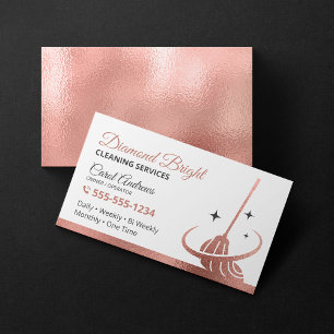 Elegant Rose Gold Foil Janitorial House Cleaning Business Card