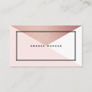 Elegant Rose Gold Foil Modern Geometric Style Business Card
