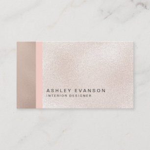 Elegant Rose Gold Foil Print Colorblock Pattern Business Card