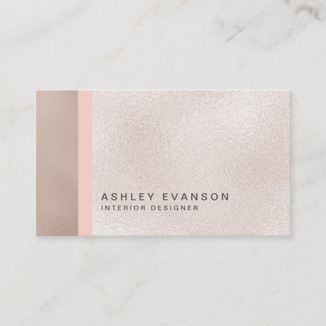 Elegant Rose Gold Foil Print Colorblock Pattern Business Card (Front)