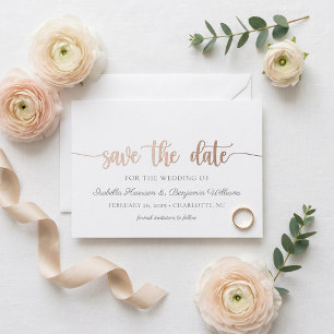 Elegant Rose Gold Foil Save The Date Announcement