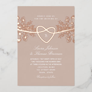 Elegant Rose Gold Foil Wedding Invitation