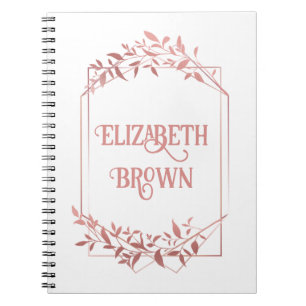 Elegant rose gold frame leaves light notebook