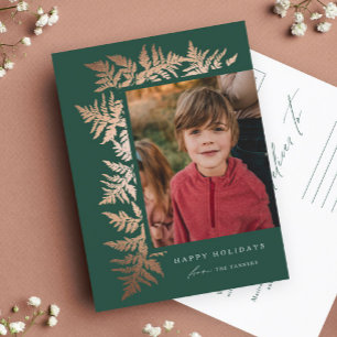 Elegant Rose Gold Garland Photo Christmas  Holiday Postcard