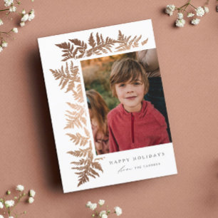 Elegant Rose Gold Garland Photo Holiday Card