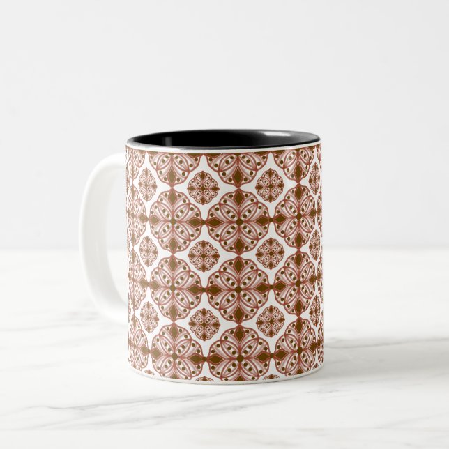 Elegant Rose Gold Geometric Pattern Mug (Front Left)