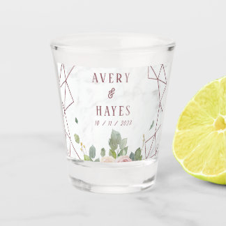 Elegant Rose Gold Geometric Wedding Shot Glass
