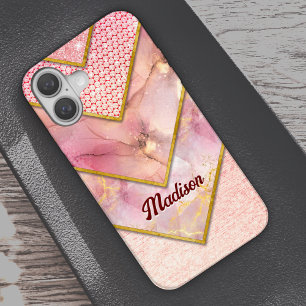 Elegant rose gold girly geometric Case-Mate iPhone 16 Case