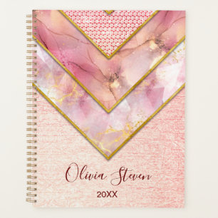 Elegant rose gold girly geometric planner
