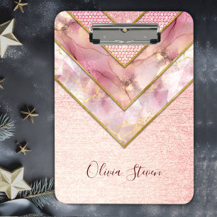 Elegant rose gold girly geometric sketchbook clipboard