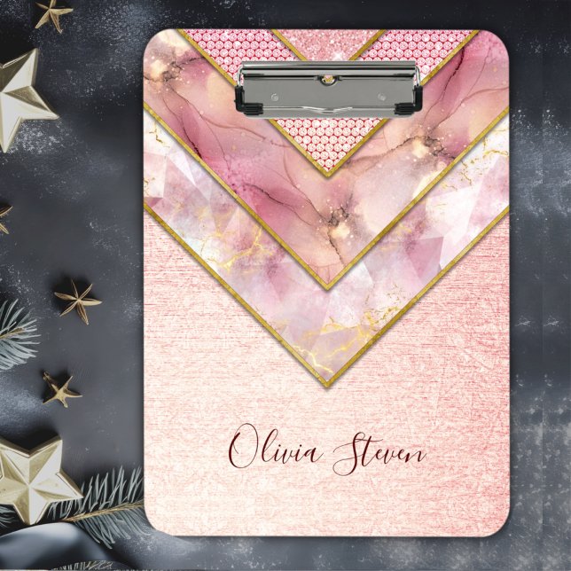 Elegant rose gold girly geometric sketchbook clipboard (Creator Uploaded)