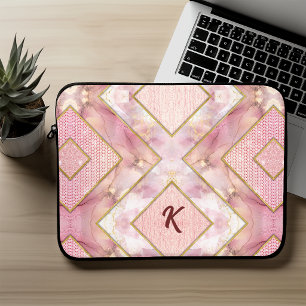 Elegant rose gold girly geometric sketchbook laptop sleeve