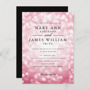 Elegant Rose Gold Glam Lights Wedding  Invitation