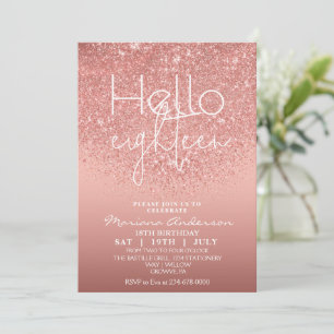 Elegant Rose Gold Glitter 18th Birthday Invita Invitation