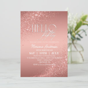 Elegant Rose Gold Glitter 50th Birthday Invita Invitation
