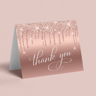 Elegant Rose Gold Glitter 75th Birthday Party Thank You Card