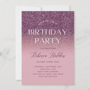 Elegant Rose Gold Glitter Birthday Invitation