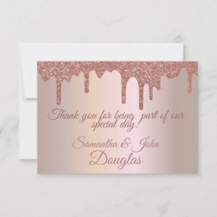 Elegant Rose Gold Glitter, Blush and Text Thank You Card