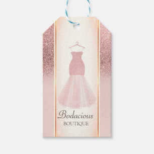 Elegant  Rose Gold Glitter Bokeh Ombre Dress Gift Tags