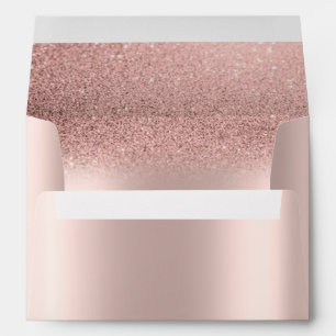 Elegant Rose Gold Glitter Bokeh Ombre Rose Gold Envelope