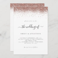 Elegant Rose Gold Glitter Border Wedding White