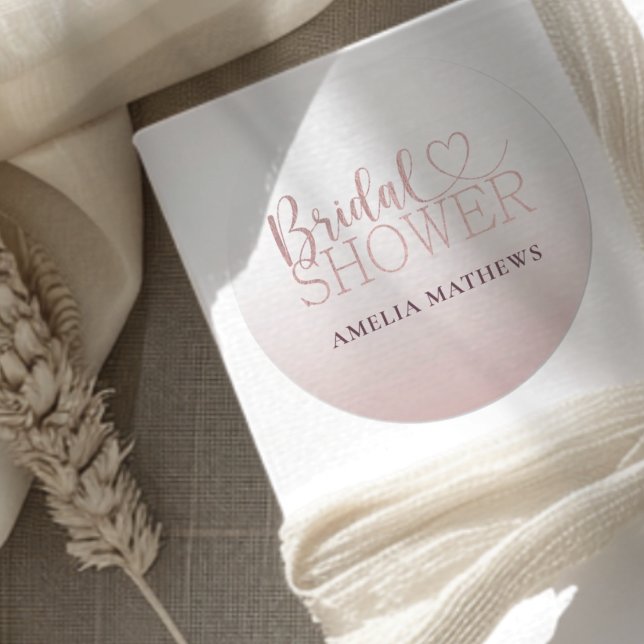 Elegant Rose Gold Glitter Bridal Shower  Classic Round Sticker (Creator Uploaded)