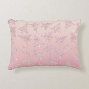 Elegant Rose Gold Glitter Christmas Tree Pattern Decorative Cushion