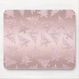 Elegant Rose Gold Glitter Christmas Tree Pattern Mouse Pad