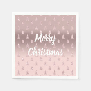 Elegant Rose Gold Glitter Christmas Tree Pattern Napkin