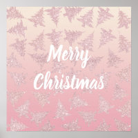 Elegant Rose Gold Glitter Christmas Tree Pattern