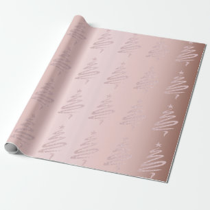 Elegant Rose Gold Glitter Christmas Tree Pattern Wrapping Paper