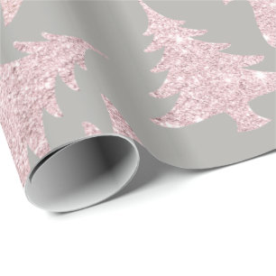 Elegant Rose Gold Glitter Christmas Tree Pattern Wrapping Paper