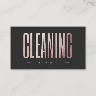 Elegant Rose Gold Glitter Cleaning Service  Business Card