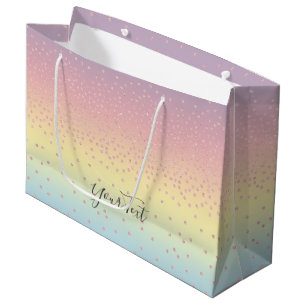 Elegant rose gold glitter confetti dots gradient large gift bag