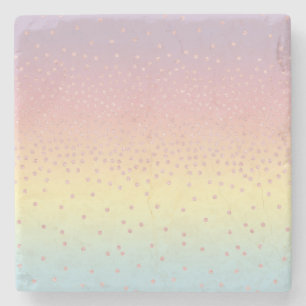 Elegant rose gold glitter confetti dots gradient stone coaster