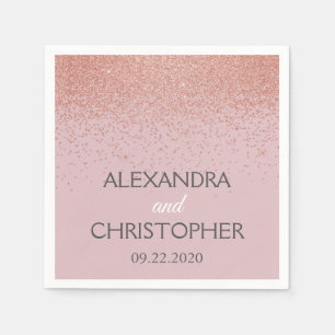 Elegant Rose Gold Glitter Confetti Wedding Napkin