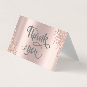 Elegant Rose Gold Glitter Drips Business Card