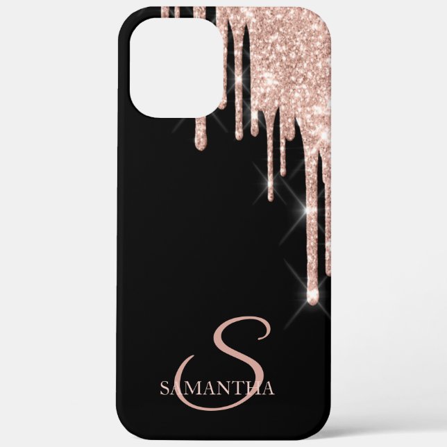 Elegant Rose Gold Glitter Drips Case-Mate iPhone Case (Back)