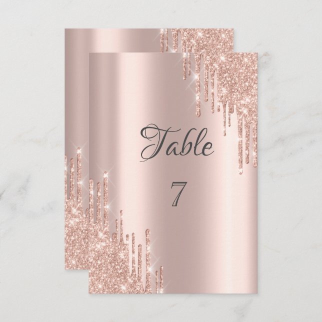 Elegant Rose Gold Glitter Drips Invitation (Front/Back)
