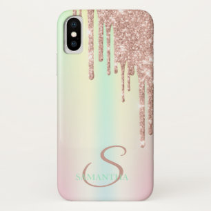 Elegant Rose Gold Glitter Drips Ombre Case-Mate iPhone Case
