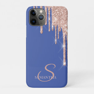 Elegant Rose Gold Glitter Drips Violet Case-Mate iPhone Case